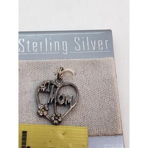 Sterling Silver 925 #1 Mom Heart Pendant Charm Flowers Gift Love NEW NOS On Card